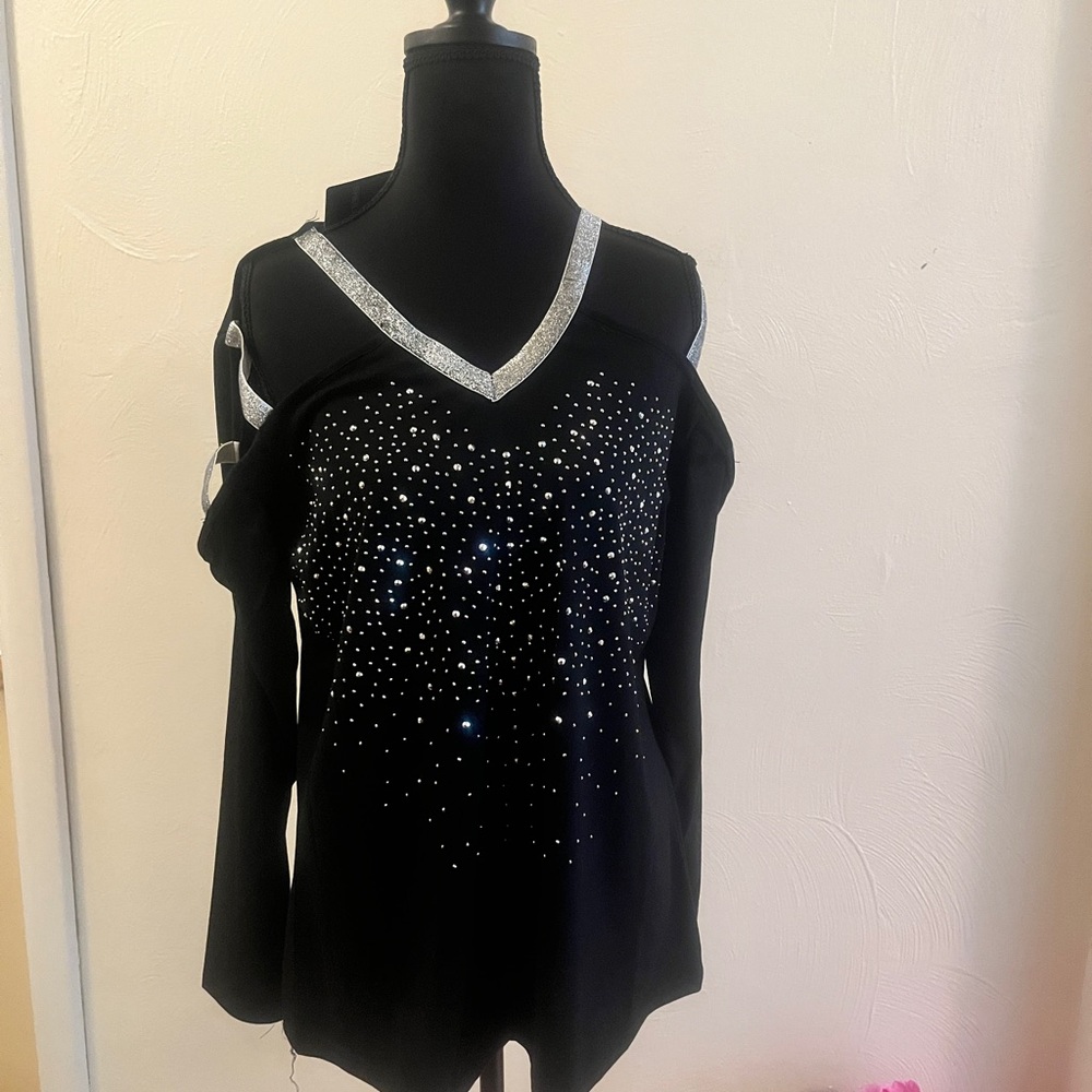 Chic Black and Silver Women's Blouse